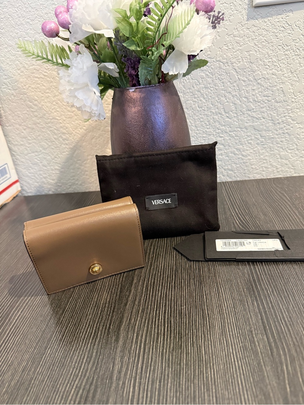 Versace Tan Trifold wallet. NWT.